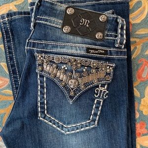 Miss Me 27R Jewel Pocket Flare Blue Jeans JP4656-6